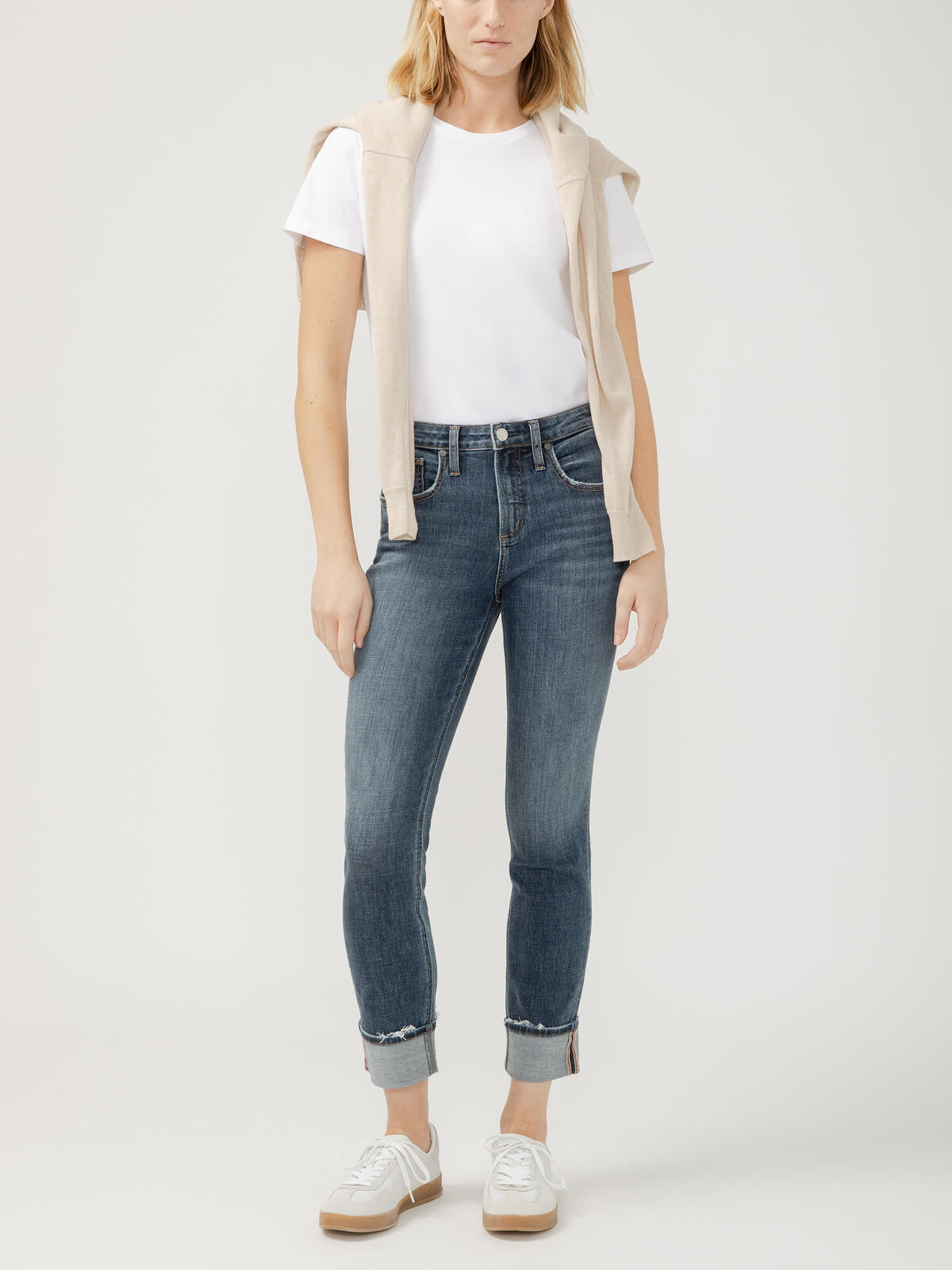 SILVER - Beau High Rise Slim Leg Luxe Stretch Jeans
