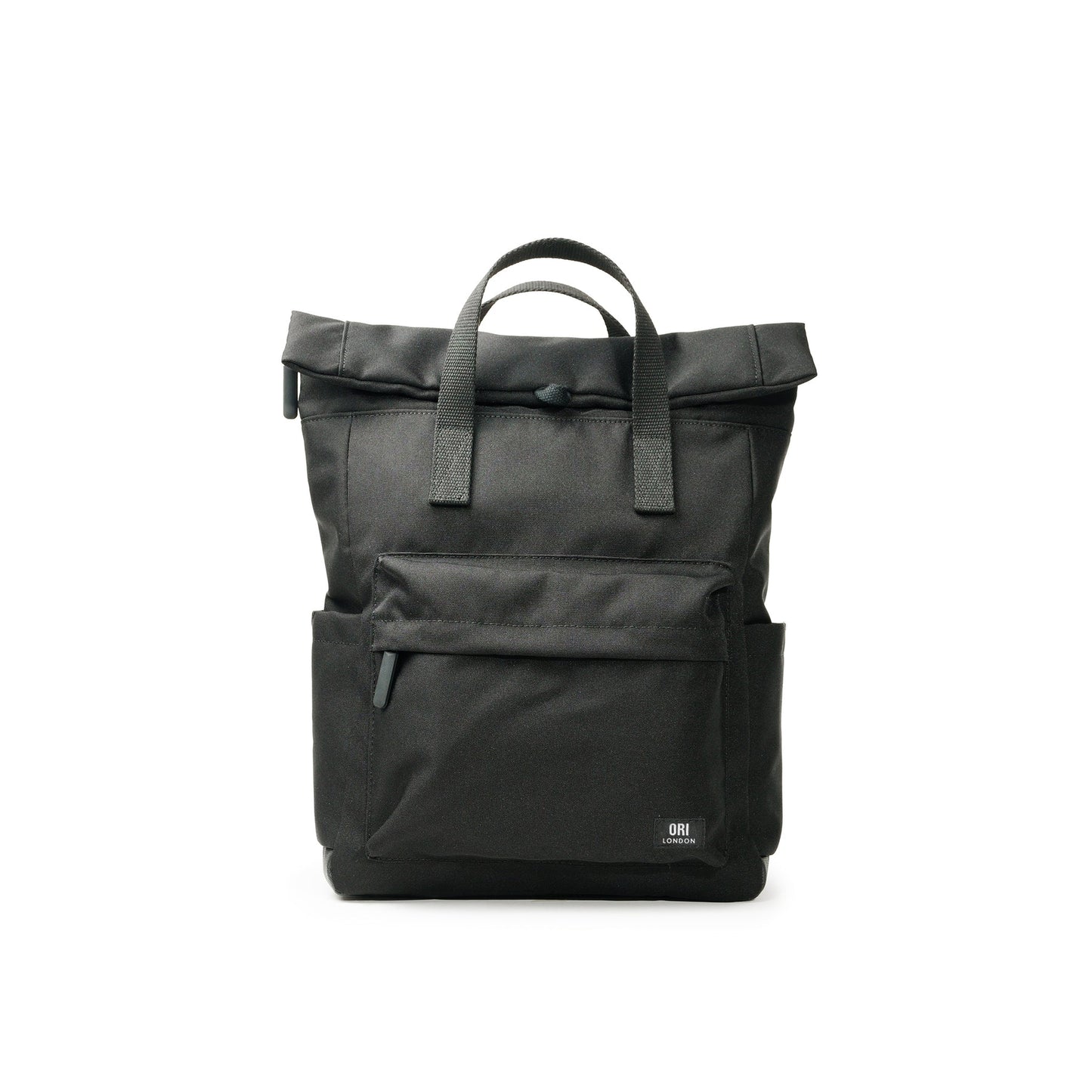 All Black Canfield Roll Top Backpack in Ash