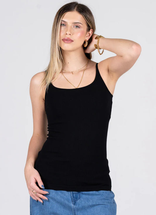Bamboo Low Cut Cami - black