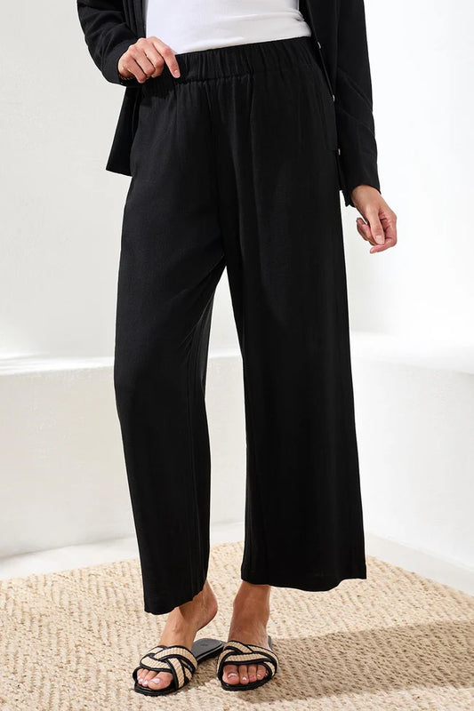Flowy Linen Wide Leg Ankle Pant