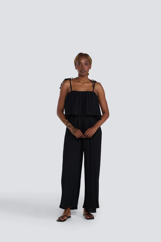 Pleated Jumpsuit - Black