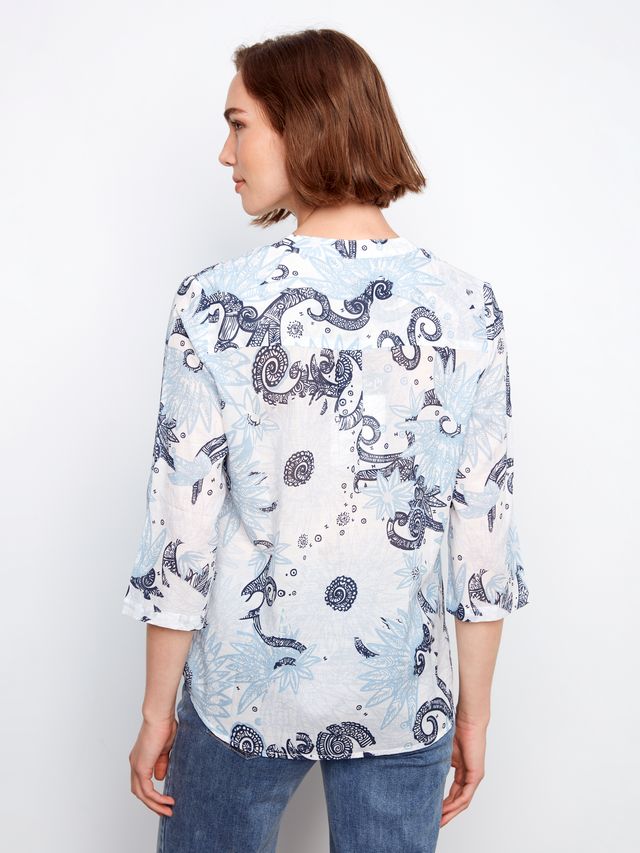 Printed roll up sleeve blouse