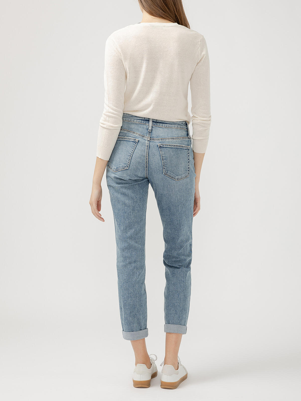 Boyfriend Mid Rise Slim Leg Luxe Stretch Jeans