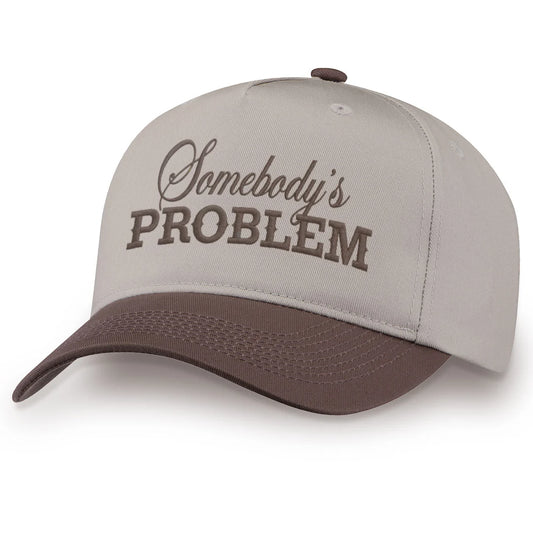 Somebody's Problem Embroidered Snapback in Brown