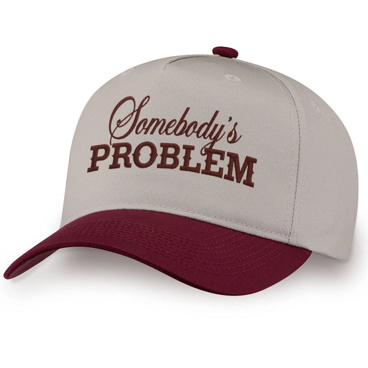 Somebody's Problem Embroidered Snapback in Burgundy