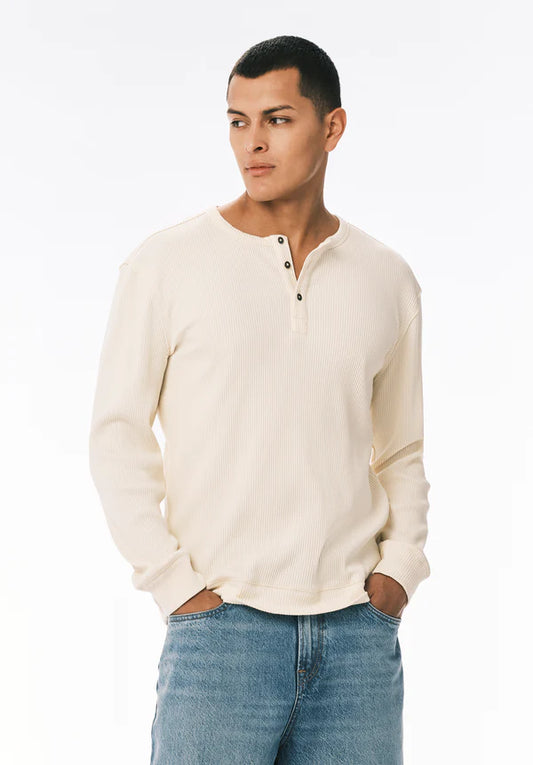 Kendro Men’s Long-Sleeve Henley Top - Buttercream