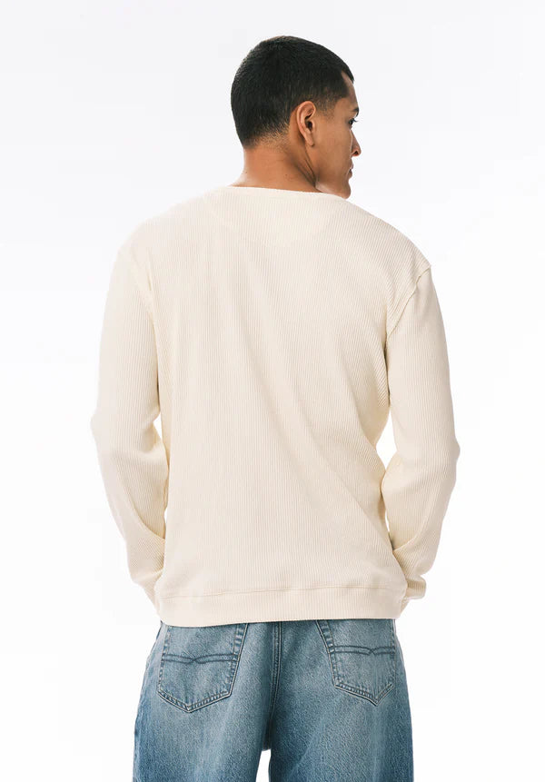 Kendro Men’s Long-Sleeve Henley Top - Buttercream