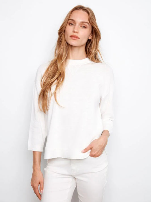 3/4 Sleeve Sweater - White