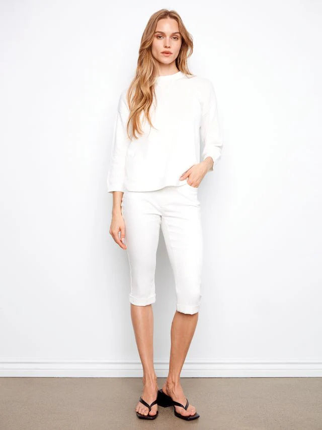 3/4 Sleeve Sweater - White