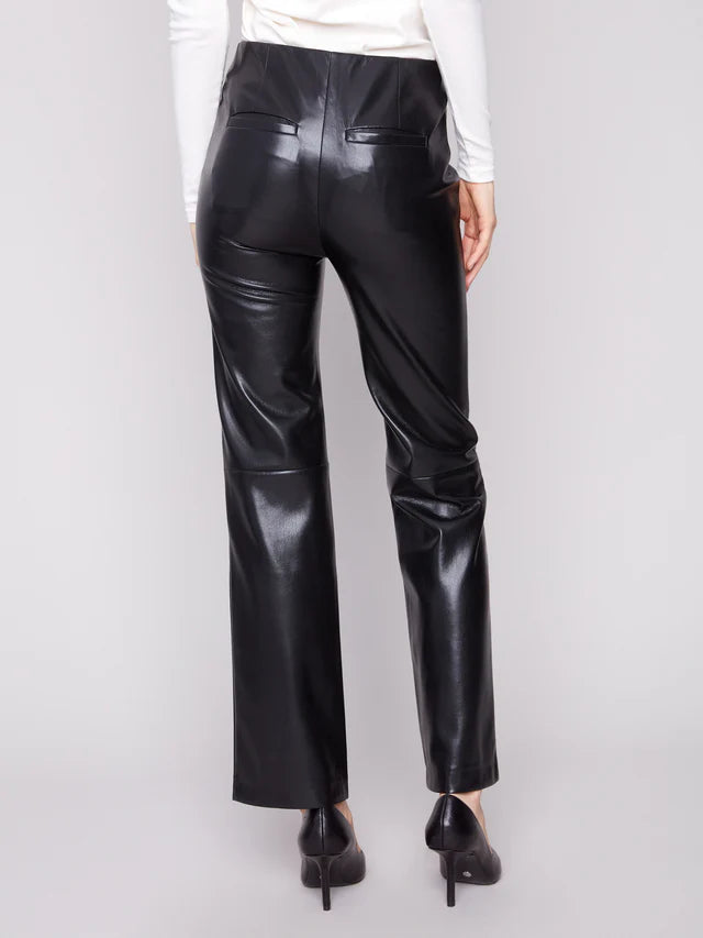 Charlie B - Faux Leather Pull-On Pants - Black