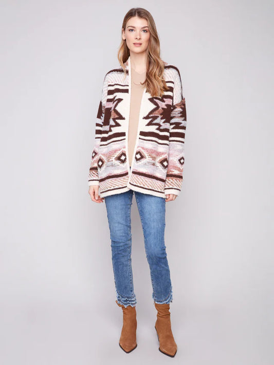 Charlie B - Long Jacquard Cardigan