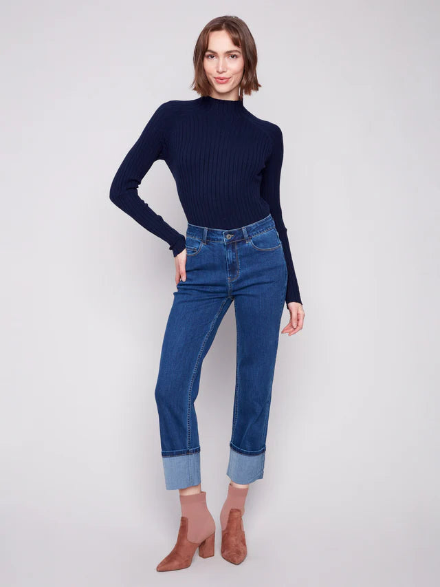 Charlie B - Wide Cuff Straight Leg Jeans - Indigo