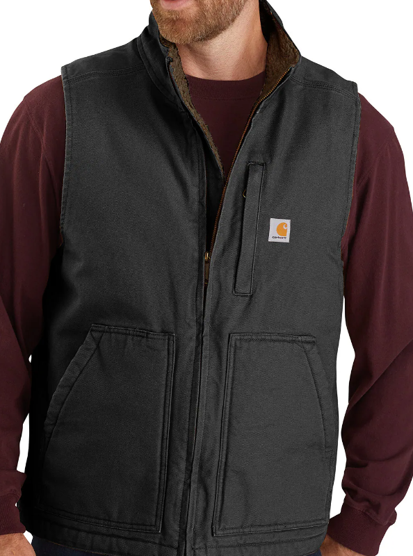 Carhartt- Men's Mock-Neck Sherpa-Lined Vest - Loose Fit - Washed Duck