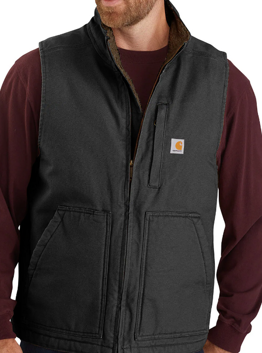 Carhartt- Men's Mock-Neck Sherpa-Lined Vest - Loose Fit - Washed Duck