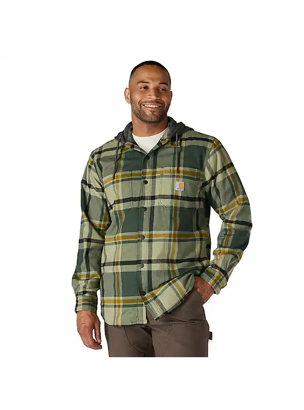 Carhartt- Rugged Flex® Relaxed Fit Flannel Fleece Lined Hooded Shirt Jac