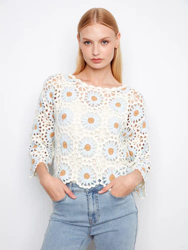 Floral Hand-Crochet Sweater