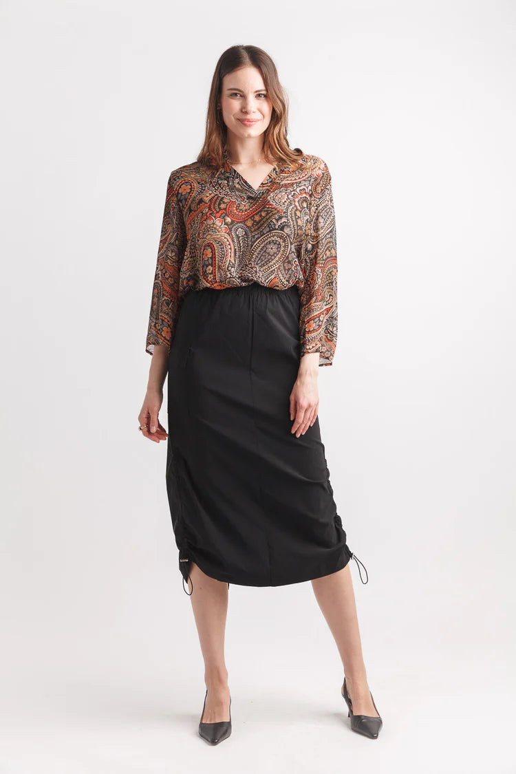 Papillon - Paisley Print Tab Sleeve Blouse