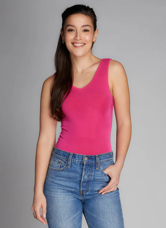 Bamboo Reversible Tank - Fushia
