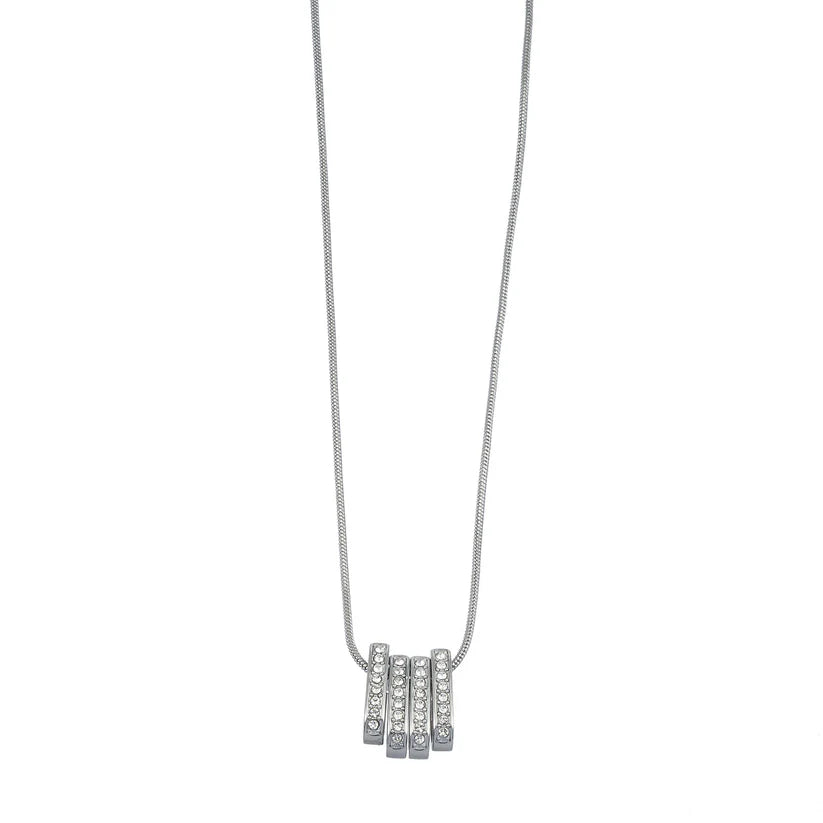 GARNA Silver (White Gold): Mini Snake-Skin Chain with Zirconia-Adorned Oval Shaped Charms