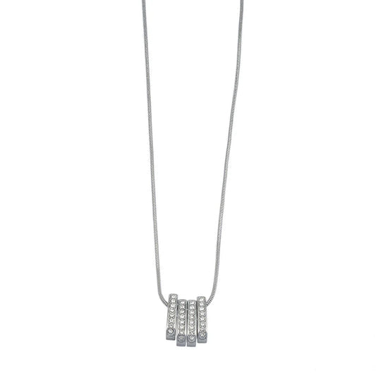 GARNA Silver (White Gold): Mini Snake-Skin Chain with Zirconia-Adorned Oval Shaped Charms