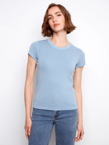 Tencel Ribbed Crew Neck T-Shirt - Haze