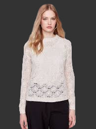 Charlie B - Long Sleeve Crew Neck Crochet Sweater