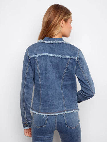 Frayed Edge Stretch Denim Jacket