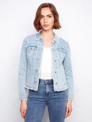 Frayed Edge Stretch Denim Jacket