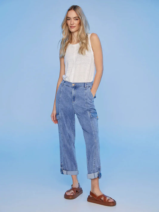 Stretch Tencel Cargo Pants with adjustable hem