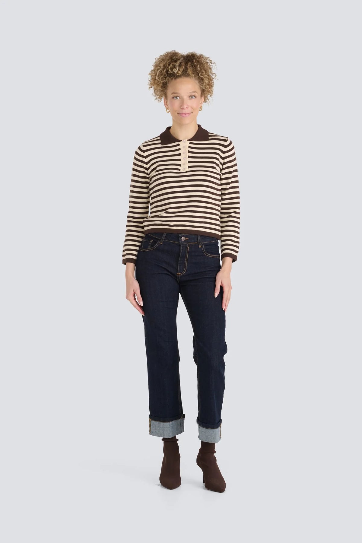 Stripe Sweater in Brown/Cream