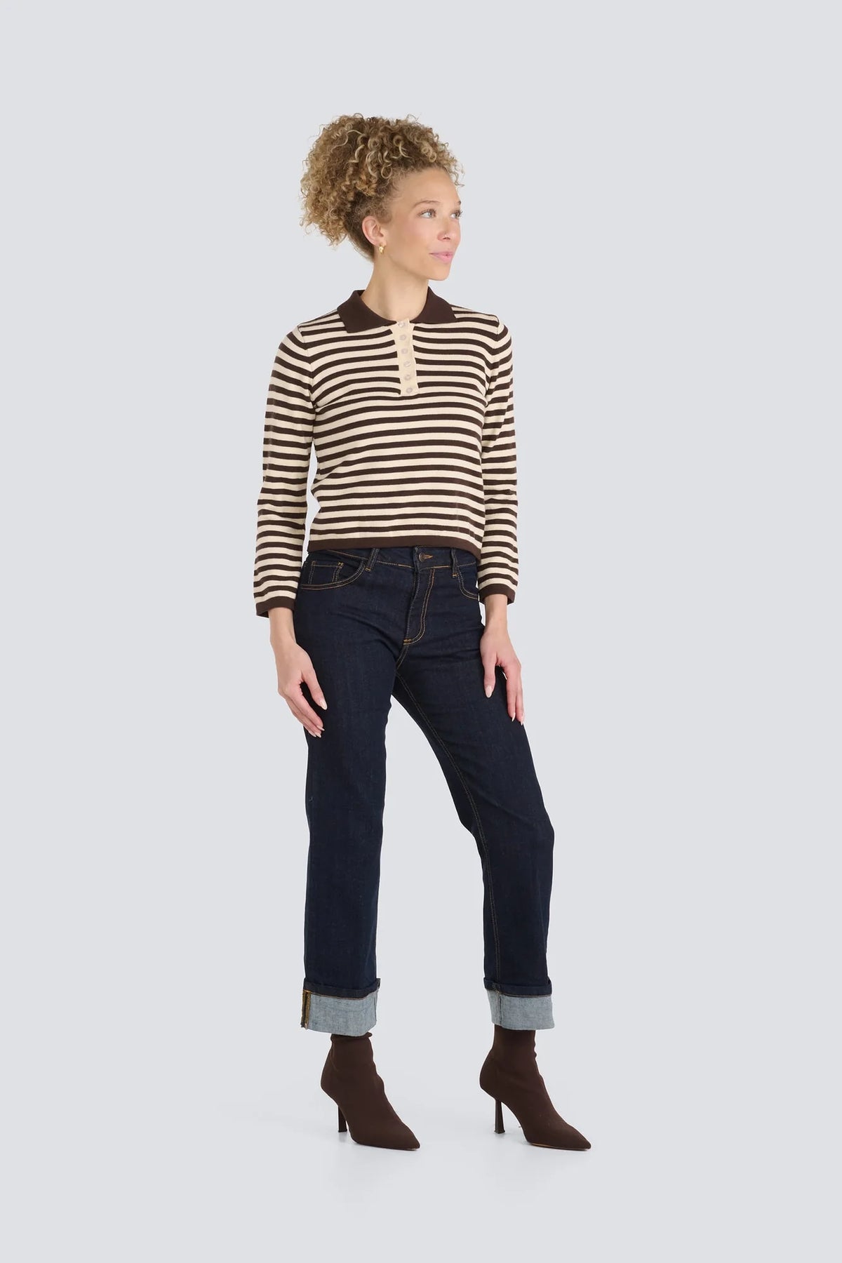 Stripe Sweater in Brown/Cream