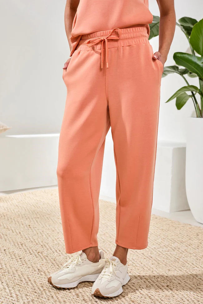 Soft Modal Barrel-Leg Elastic Waist Joggers
