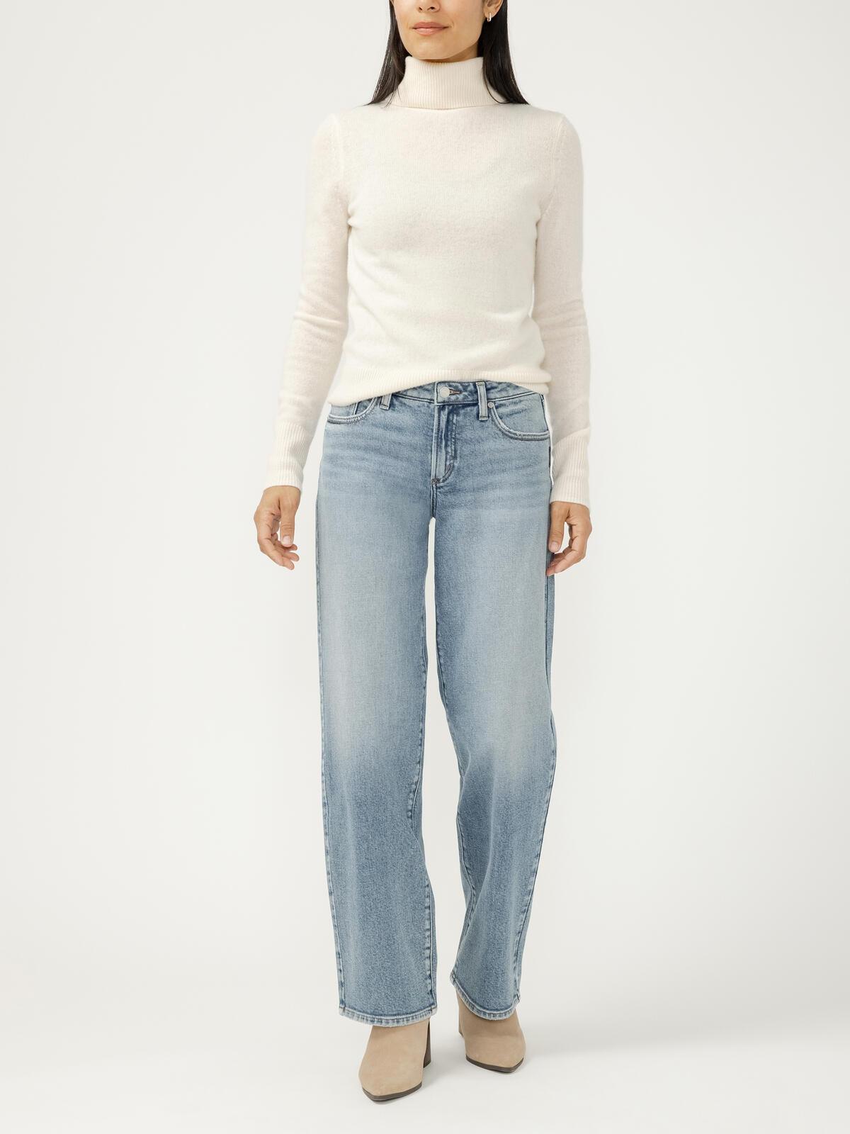 SILVER - Loose & Low Rise Straight Leg Jeans