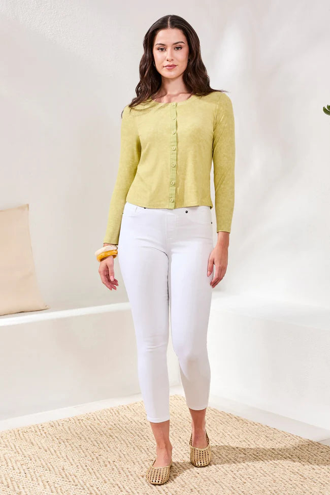 Button-Front Ribbed Knit Cardigan