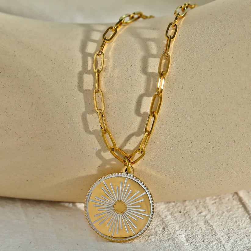 LUNA: "Star Burst" Enamel Pendant Necklace