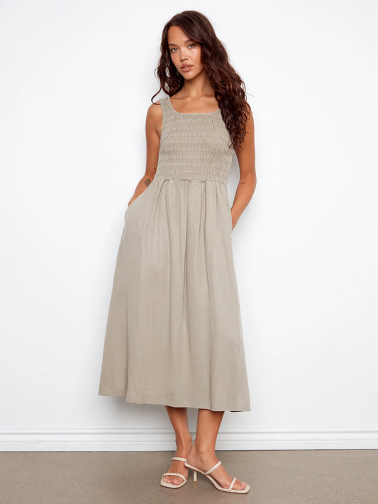 Maxi Dress With Smocking - Sage