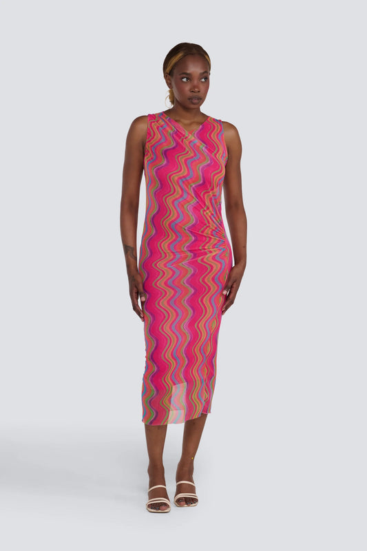 Printed Mesh Dress