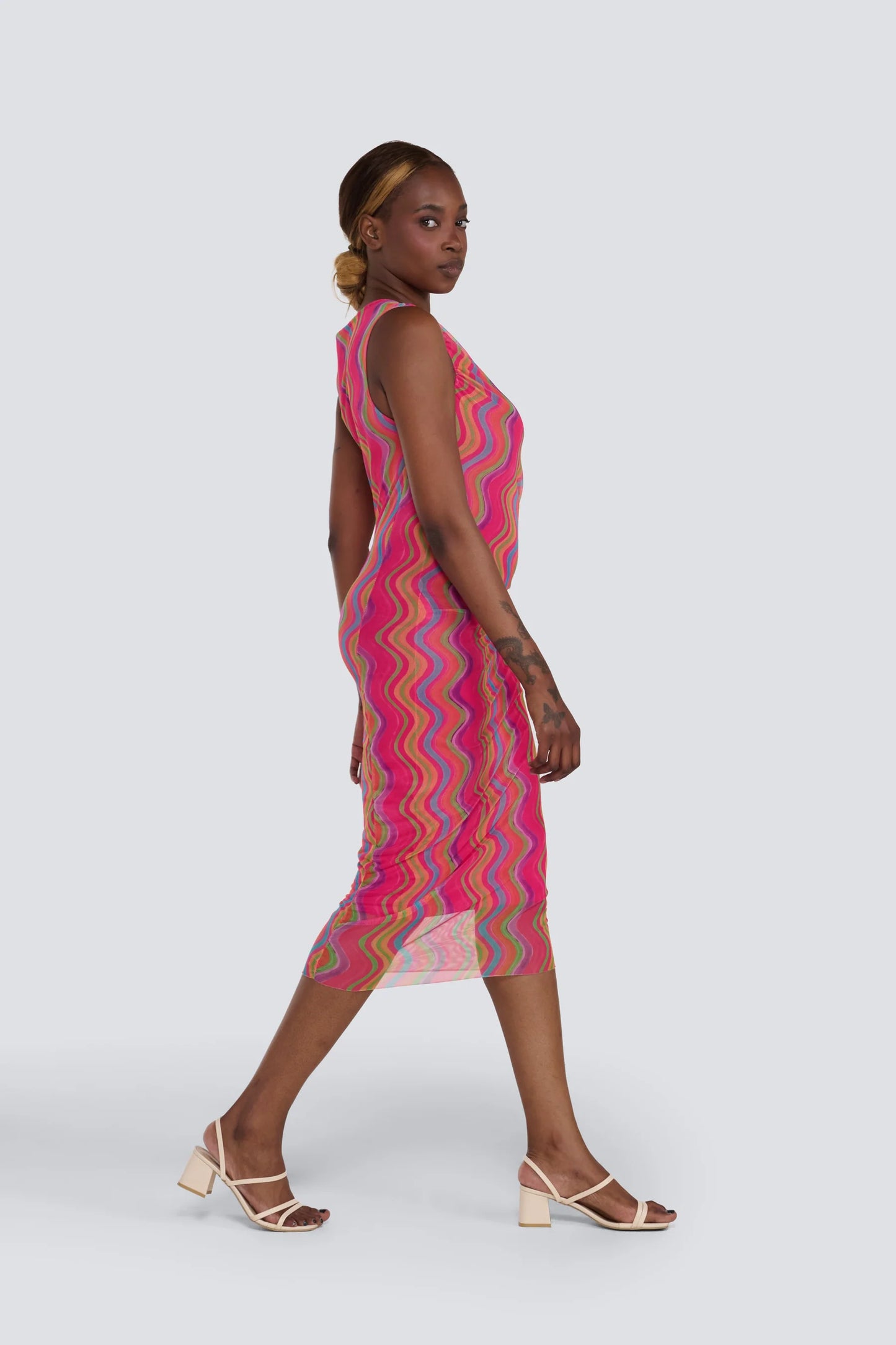 Printed Mesh Dress