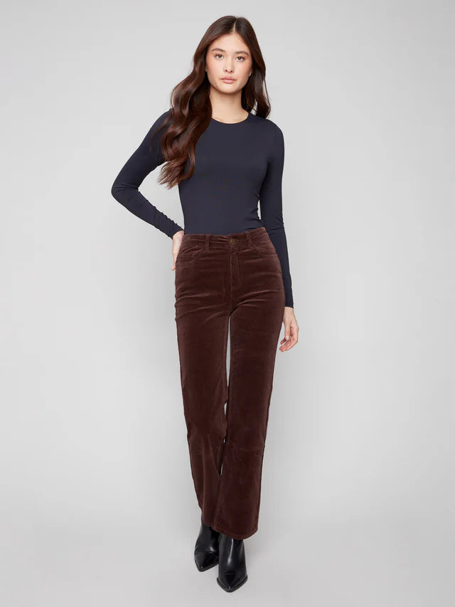 Charlie B - Straight Leg Corduroy Pants - Mocha
