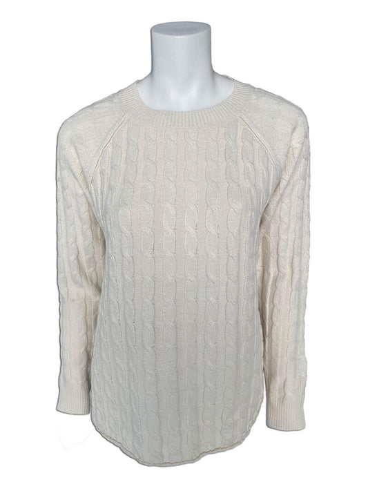 Motion -  cabled texture mock collar off white sweater