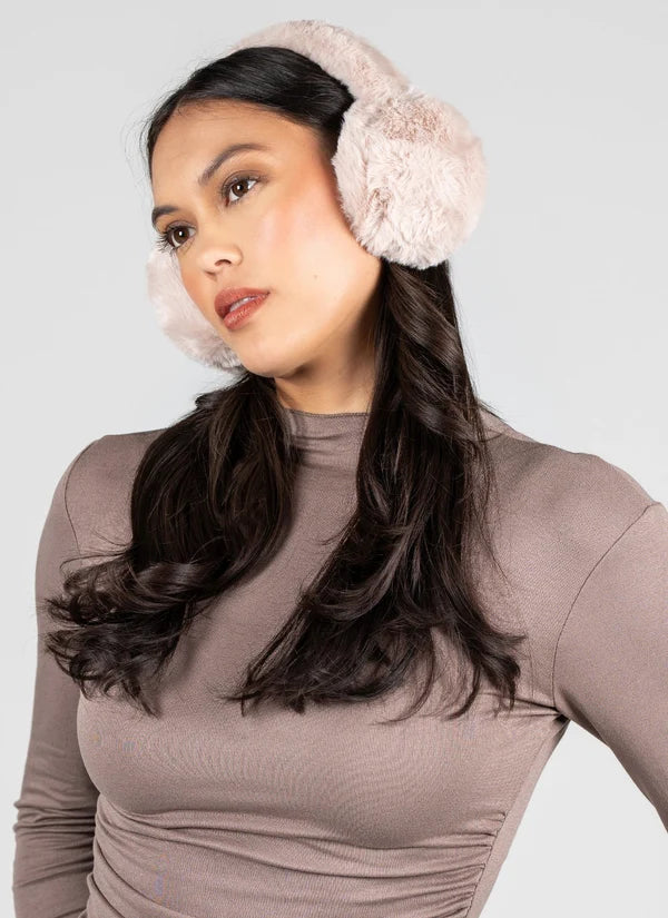 Faux Fur Ear Muffs in Taupe