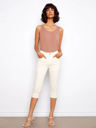 Knee High Capri Twill Pants - Natural