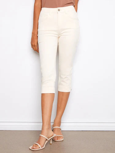 Knee High Capri Twill Pants - Natural