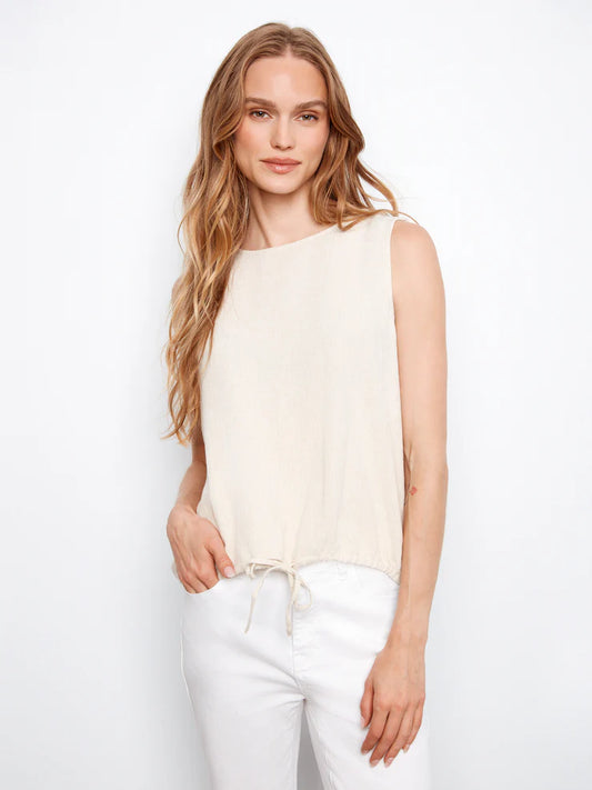Sleeveless Top with Drawcord at hem