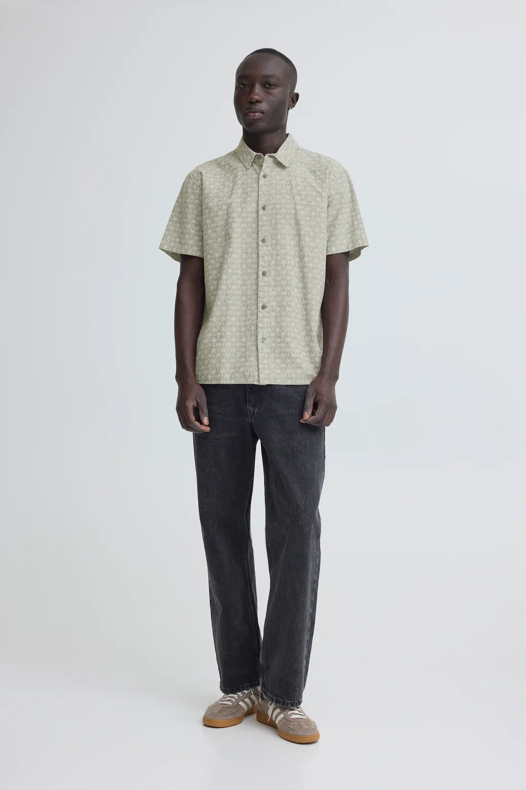 Bhaban Printed Short Sleeve shirt - dusty olive