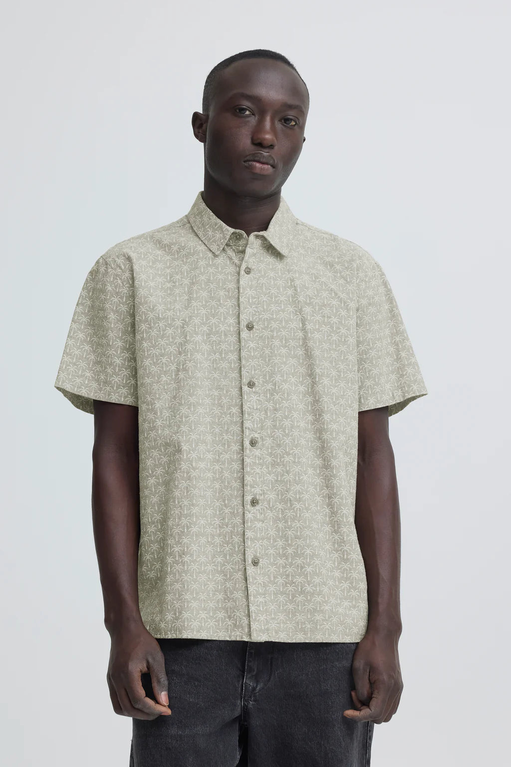 Bhaban Printed Short Sleeve shirt - dusty olive