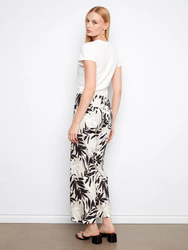 Printed Cropped Linen Blend Pants