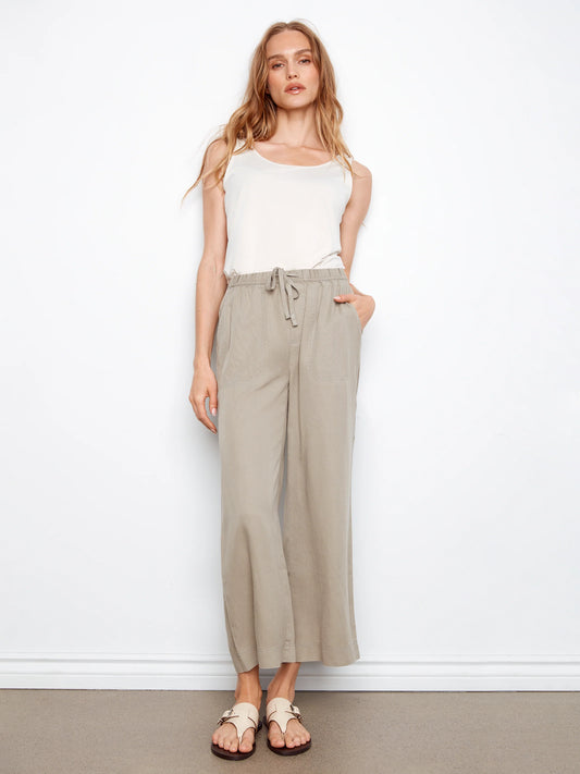 Tencel wide leg jogger pants