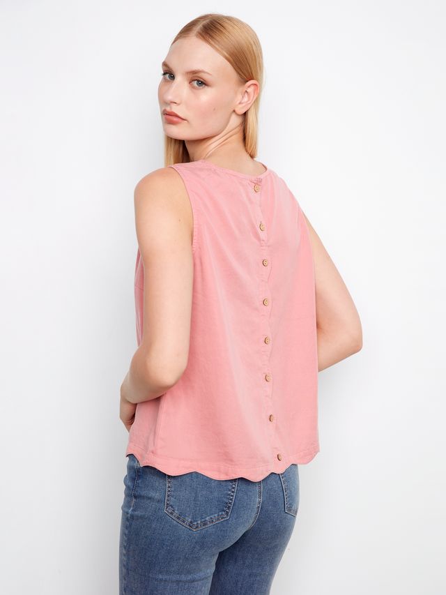 Scallop hem sleeveless top