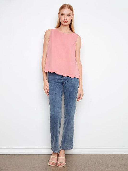 Scallop hem sleeveless top